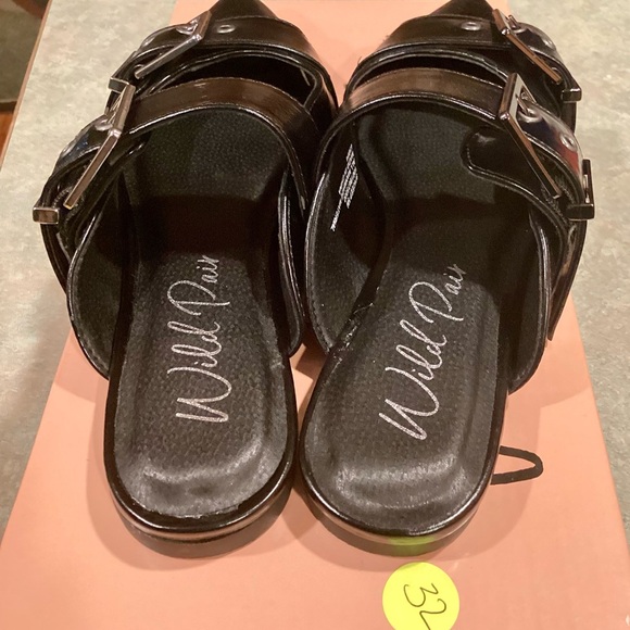 Big Buckle Black Flats - Picture 2 of 6